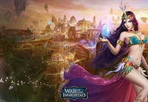 mmorpg, city, rongrong wang, art, fantasy, girl, rong rong, War of the immortals, game wallpapers