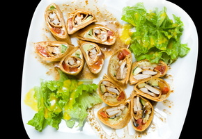 огурец, начинка, курица, блины, салат, Блинчики