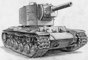кв-2, карандаш, ссср, рисунок, Танк