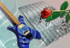 Ноты, роза, фон, ноты