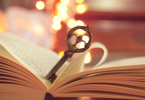 страницы, огни, макро, Книга, ключ, металл