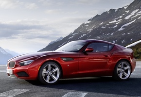 бмв, zagato, z4, Bmw, передок, coupe, красный, загато, горы, купе