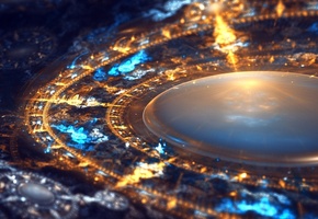 узор, свечение, синий, золотой, deviantart, Круг, c-91