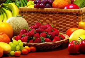 фрукты, кумкваты, клубника, помидоры, овощи, Ягоды