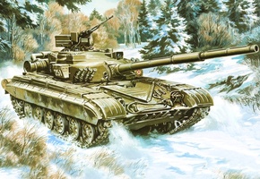 обт, т-64б, танк, Рисунок, ссср