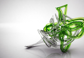 зеленый, рендер, стекло, белый, прозрачный, Фигура, 3d