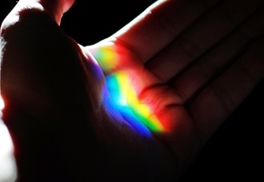 макро, рука, радуга, Ладонь