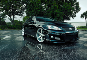 is-f, лето, Lexus, капли, мокрый, лужи, асфальт