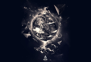 Планета, рука, горы, земля