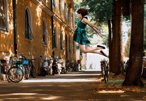 гравитация, город, девушка, Улица