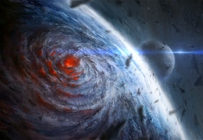 космос, chriscold, планета, Арт, камни, ураган, спутник