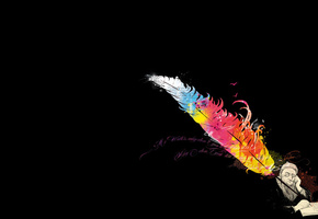 Мудрец, перо, фразы, задумчивость, мысли, цвет