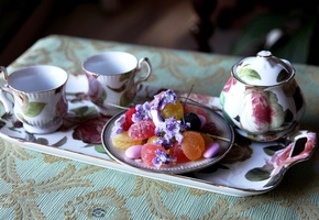 сладости, чай, Еда, конфеты