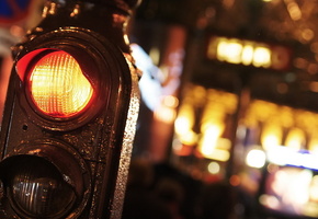 ночь, макро, Светофор, город