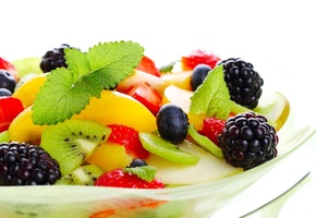 ежевика, фрукты, Салат, ягоды, черника, киви, клубника