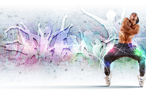 торс, темнокожий, танец, Хип-хоп, линии, силуэты, кепка