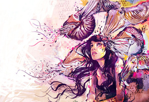 каракатицы, моллюски, Lorena cuttlefish, девушка