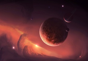 туманность, кольца, планеты, звезды, Космос