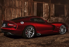 gts, вайпер, суперкар, Dodge, вид сзади, viper, srt, додж, красный