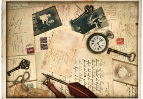 ретро, фотографии, открытки, ключи, строки, Vintage, винтаж