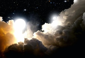 Луна, звёзды, облака