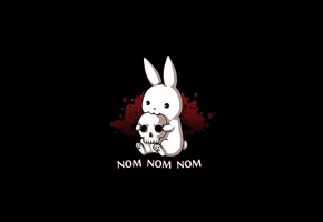 череп, Кролик, грызет