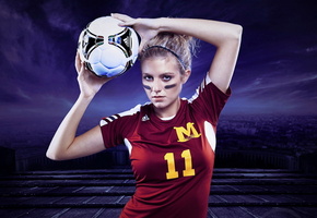 спорт, мячь, Девушка