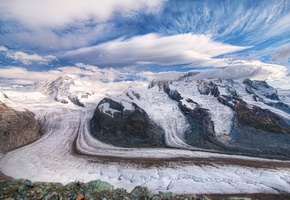 ледники, швейцария, горы, облака, Switzerland