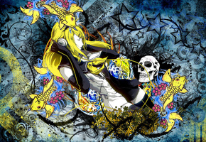 Девушка, желтые волосы, длинные волосы, закрытые глаза