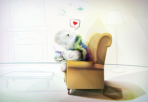 стиль, Рисунок, комната, кресло