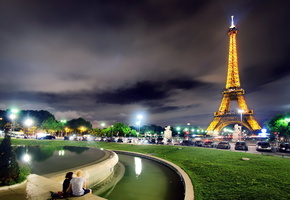 париж, ночь, башня, Город