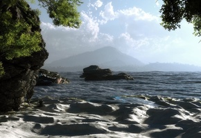 море, волны, камни, песок, побережье, klontak, пейзаж, Арт