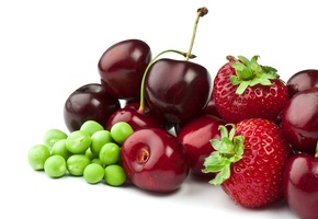 горох, клубника, черешня, Ягоды