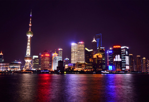 ночной город, китай, мегаполис, шанхай, shanghai, China
