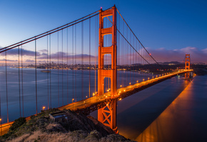 сан франциско, калифорния, золотые ворота, мост, Город