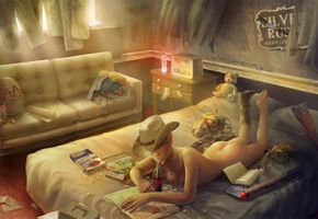 Fallout 3, fan art, шляпа, вентовка, револьвер, девушка