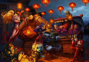 janna, jax, league of legends, tristana, blitzcrank, talon, amumu, dr. mundo, Fanart, akali