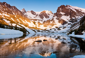 Природа, горы, отражение, пятнистое, озеро