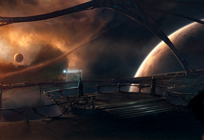 планета, туманность, пространство, Звезды, свет