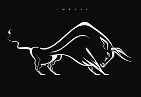 минимализм, Bull, фон, бык, рисунок, черный