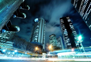 токио, япония, огни, Город