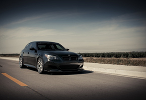 m5, передняя часть, black, Bmw, чёрный, бмв, небо, облака, e60