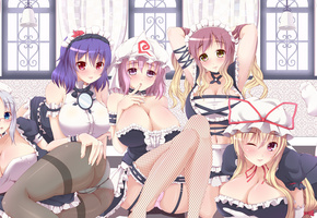 yakumo yukari, saigyouji yuyuko, yasaka kanako, touhou, Meropan, hijiri byakuren, yagokoro eirin