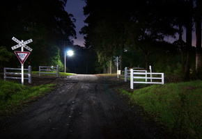 переезд, знаки, Ночь, дорога