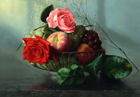 розы, алексей антонов, Картина, фрукты