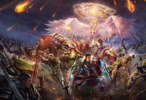 армия, меч, магия, ангел, битва, Perfect world, крылья