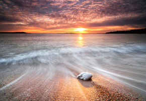 волны, потоки, камни, Море, вода, выдержка, камень