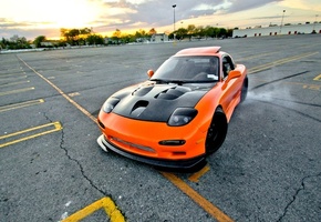 wallpapers, mazda, Car, shift, style, japan, автомобиль, drift, rx7, jdm, tuning, orange