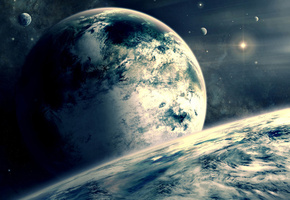 звезда, спутник, облака, атмосфера, планеты, Космос