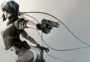 pekepeke0, Арт, kusanagi motoko, девушка, очки, провода, ghost in the shell